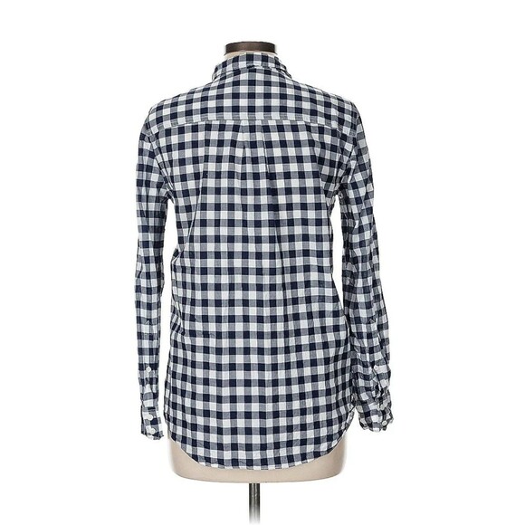 J. CREW Gingham Button Down Shirt Cotton Shirt Navy White Sz XS - Picture 4 of 9